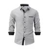 Men Top Spring Autumn Casual Business Shirt White Black Blue Loose Classic Shirts Lapel Neck Long Sleeve Shirts