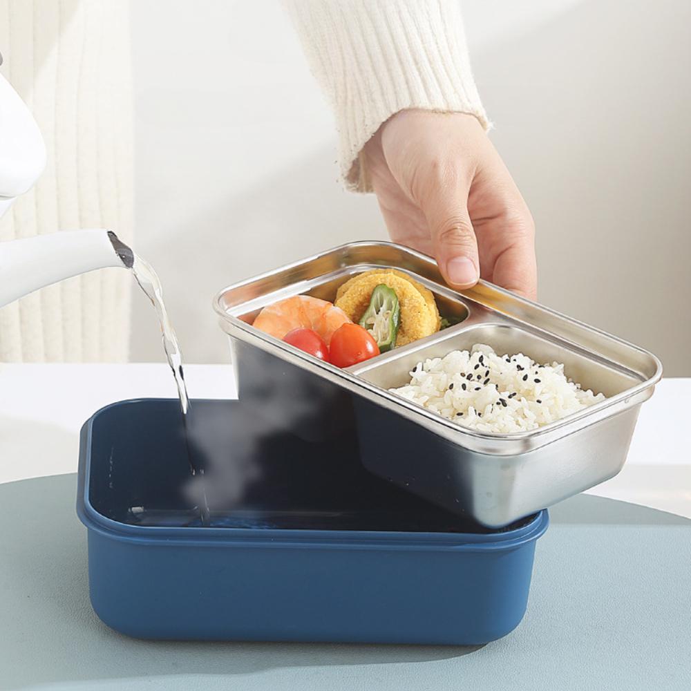 800ml nerezová ocel 304 izolovaná krabička na oběd, nepropustná, oddělená bento krabička, odolná nádoba na bento pro studenty, kancelářské pracovníky