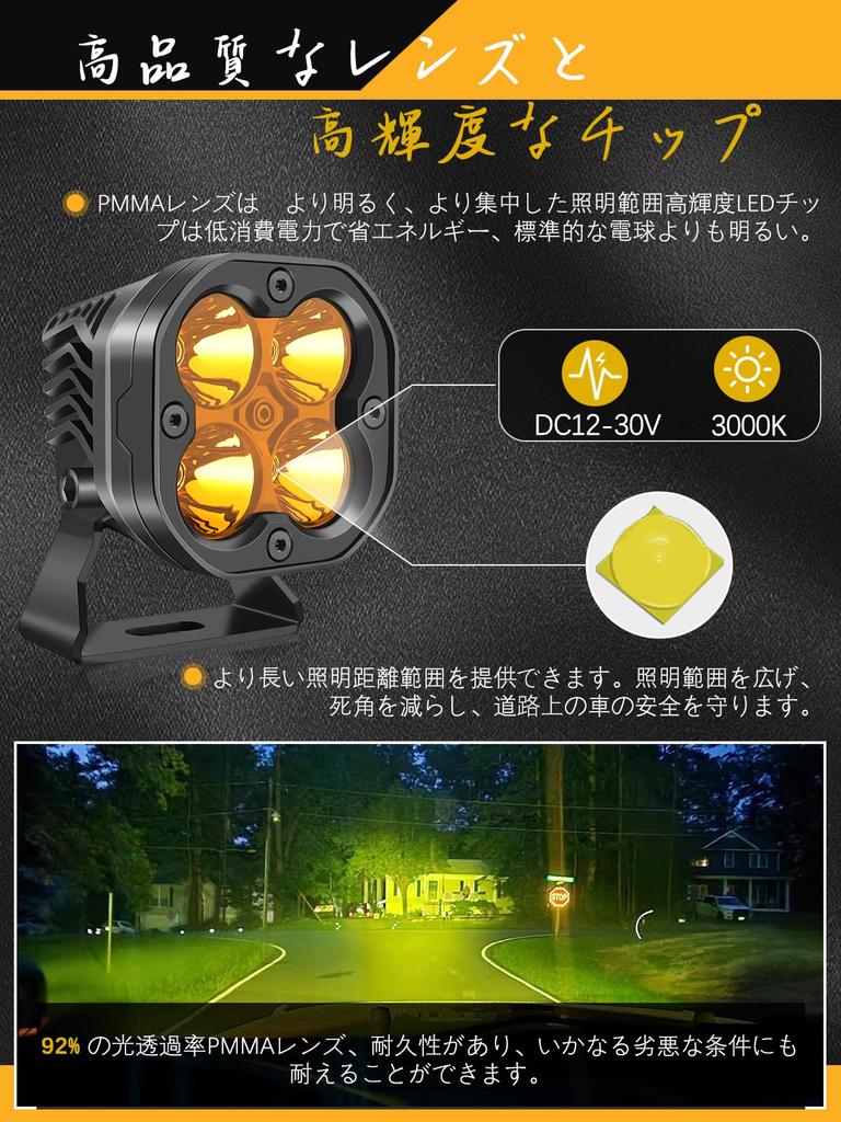 Chelhead LED Work 40W LED Fog Wide IP67 Adjustable Mounting Fishing Energy Compatible with Various Work of 3-inch Light, Yellow, Light, Beam,