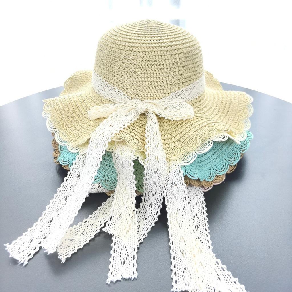 Straw Sun Hat For Baby Girls Summer Wide-Brim Fisherman Cap Outdoor Beach Solid Color Kids Panama Sun Hats