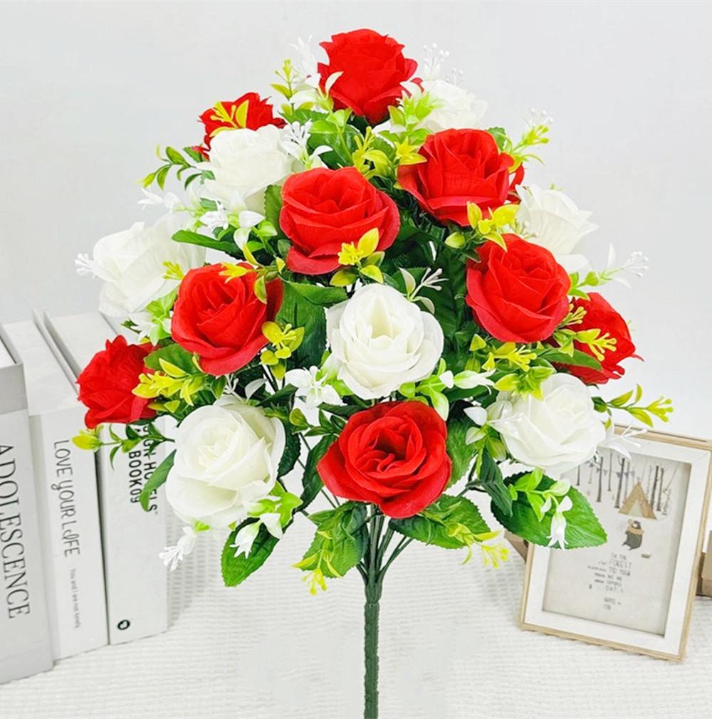 

18 Heads Artificial Flowers Silk Rose Festival Home Table Decor Wedding Bridal Bouquet Outdoor Yard Garden Diy Artificial Flower