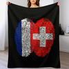 France Switzerland Flags Fingerprint United Throw Blanket Warm Napping Blanket for Office Couch Bed