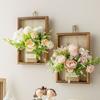 Artificial Hydrangea Wall Hanging Decoration Fake Silk Flower Plants Wooden Fame Decor Home Office Living Room Bedroom Wall Art Ornament