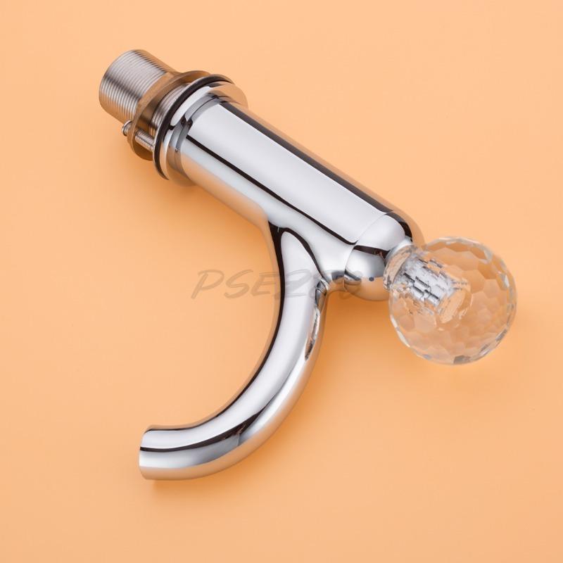 Full Copper Design Crystal Handwheel Bathroom Sink Single Cold Water Faucet Bathroom Countertop Sink Single Hole Faucet