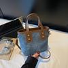 Niche High-end Small Bag Women's New Trendy and Versatile Single Shoulder Crossbody Fashion Portable Bucket Bag Blue