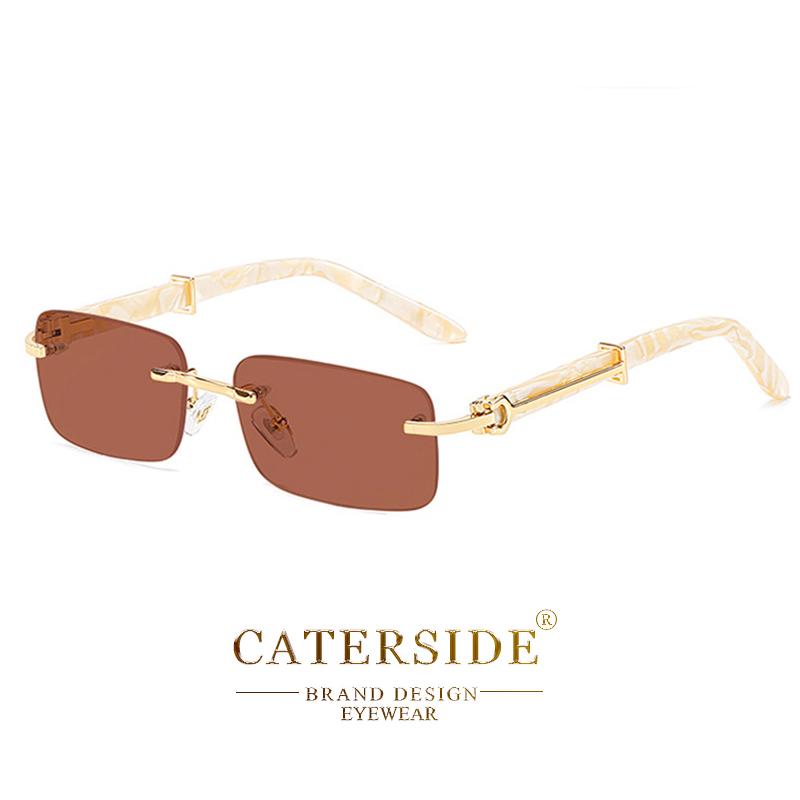

Caterside Small Square Rimless Sunglasses Men Luxury Brand Designer Classic Rectangle Sun Glasses Male UV400 As Photos Showing
