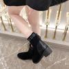 2024 Hot Sale Women's Shoes Back Zip Women's Boots Fashion Rivet Modern Boots Women Sexy Pointed Toe Plus Size Mid-Calf Boots