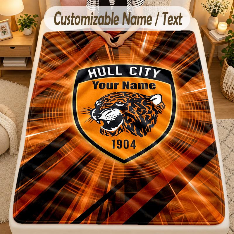 Flannel BlanketHull FC Custom Name Text Personalized Soft Warm Throw Blanket Home Decor Gift
