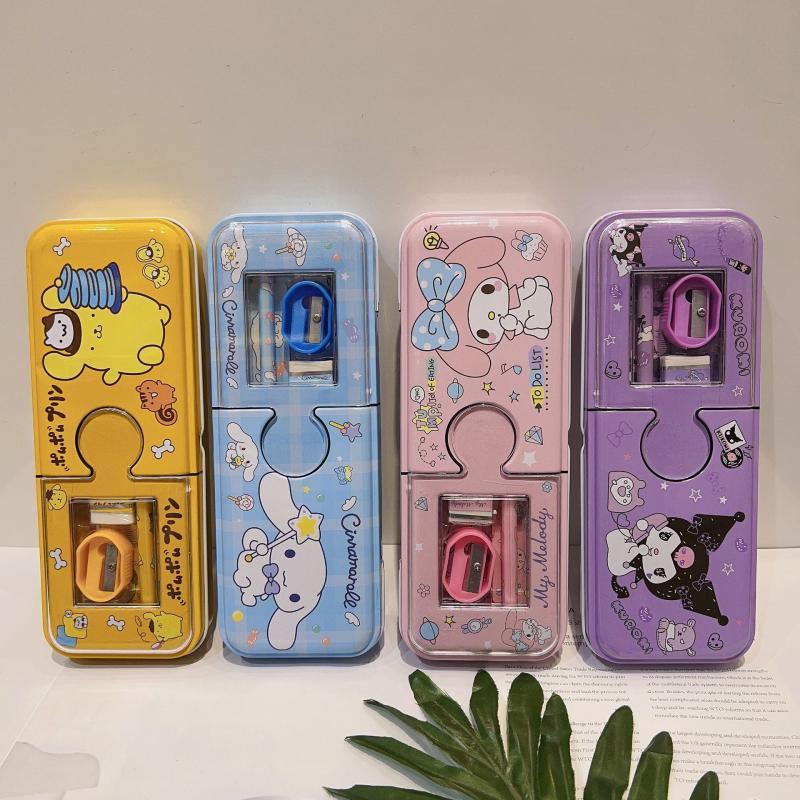 Creative Pencil Case Kit For Elementary Students Cartoon Iron Box With Complete Stationery Set