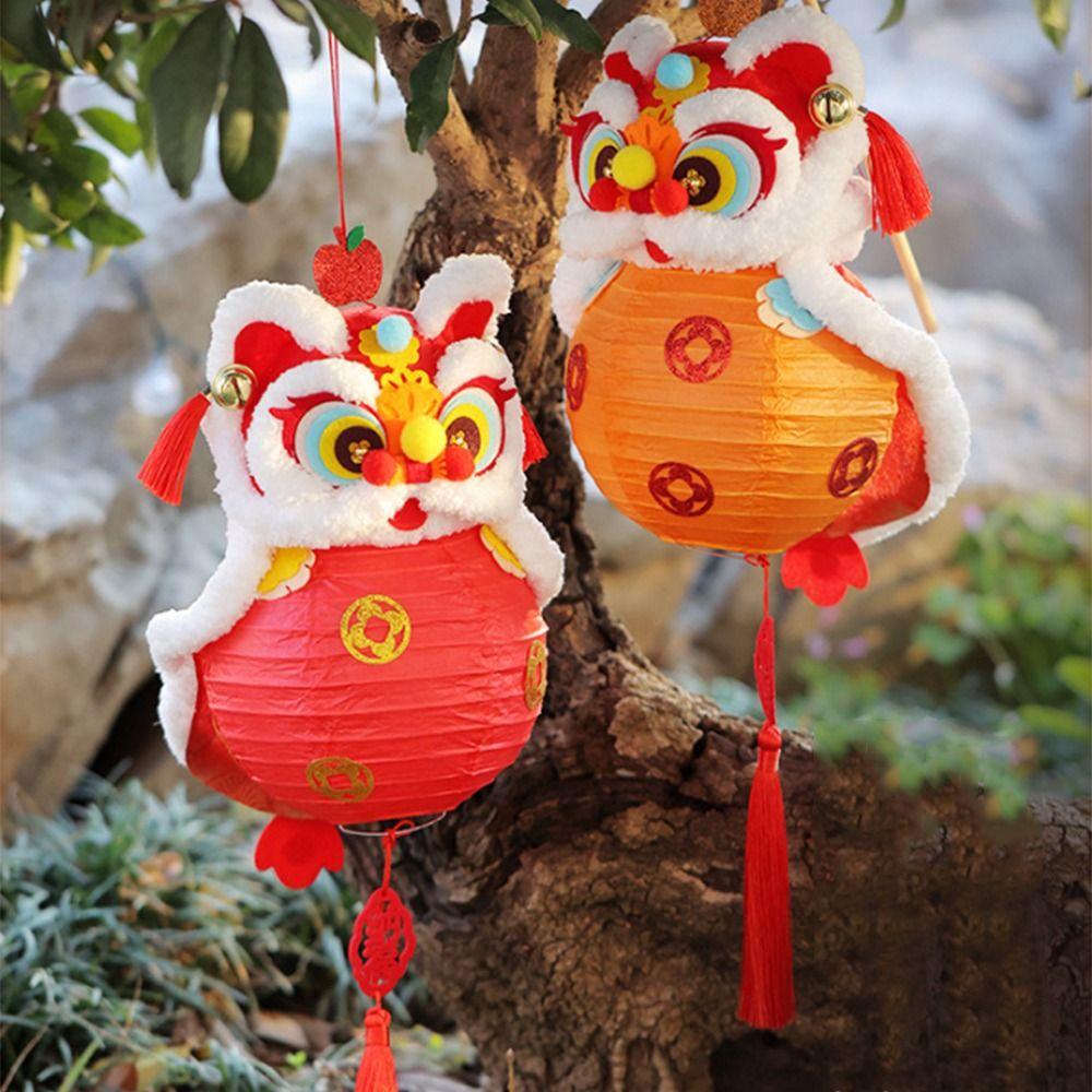 Handmade Glowing Lion Dance Lantern Glowing Mid-Autumn Festival Lantern  Mid-Autumn Festival