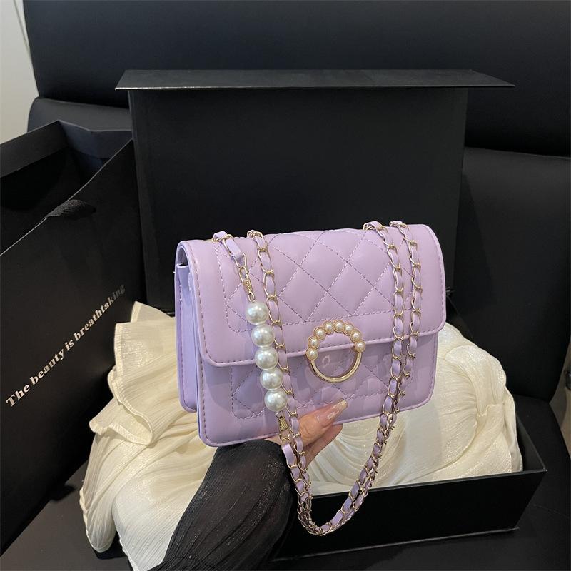 Rhombus Chain Bag Women's 2025 New Trend Fashion Oblique Span Bag Versatile Niche High-end Shoulder Small Square Bag