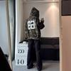 Camouflage Letter Printed Hooded Sweater Men's Autumn Coat Retro Couple Cardigan