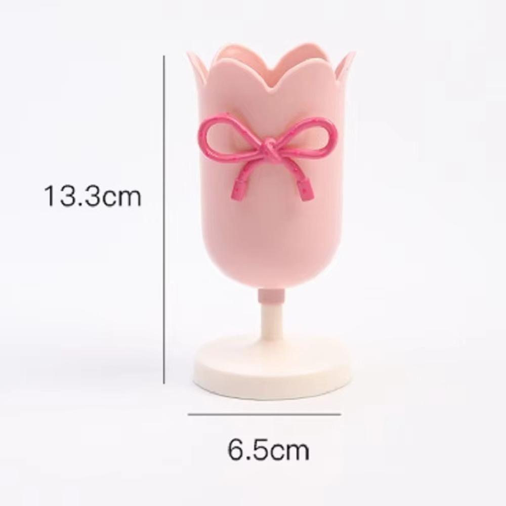 

3D Тримач для ручок у вигляді банта Декор Орнамент Чашка для зберігання пензлів для макіяжу Нове Відро для зберігання тюльпанів Pink（Bow Color Random）