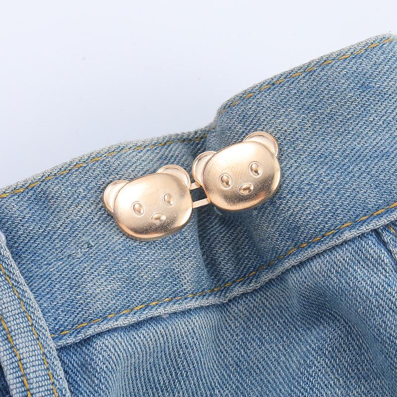 Cute Bear Head Snap Button for Jeans - Detachable, Nail-Free, Stitch-Free Waist Reducer