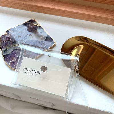 Transparent PVC Coin Purse Double Layer, Clear Card Wallet with Key Ring Attachment for Women, Everyday Coin Holder|Sleek Design|Functional Design