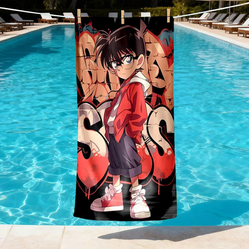 Detective Conan Print Beach Towel Design, Soft, Lightweight. for Home Bathroom, Spa, Pool, Yoga, Surfing, Camping, Gift for Family, Friend