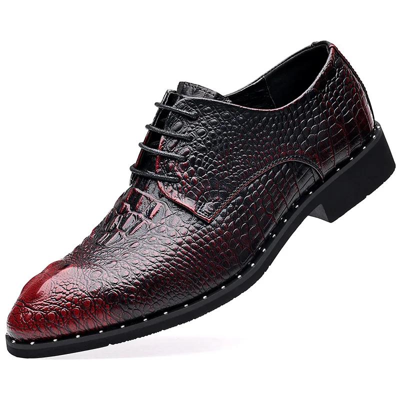 Men's 2025 Dress Leather Shoes Lace-Up Wedding Party Shoes Mens Business Office Oxfords Flats Plus Size Men Fashion