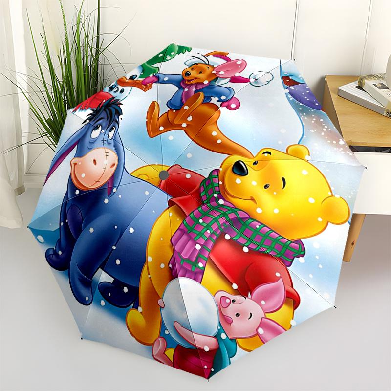 

Winnie and friends Themed Travel Umbrella-8 Ribs Automatic Opening and Closing, Portable Folding Design, Compact and Stylish Umbrella Suitab