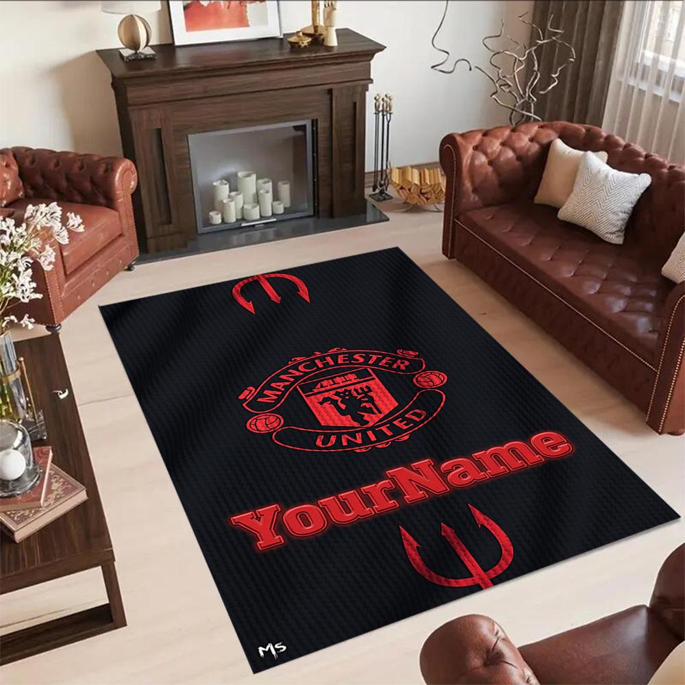 Manchester Customizable Name Carpet Design for Playrooms Kitchen Bedrooms Outdoor Antislip Carpet Anime Office Decor Perfect Gift for Friends & Family