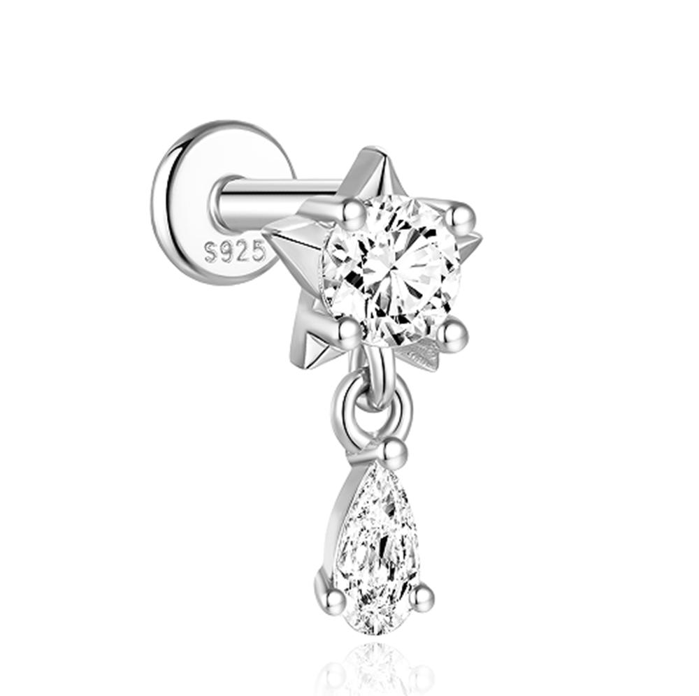 AIDE 1PC 925 Silver Zircon Piercing Chain Fit For Earring Hoops Ear Bone Studs DIY y2K Lucky Red Koi Fish Jewelry Accessories