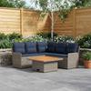 4 Piece Furniture Set with Cushions In Grey and Navy Blue PE Rattan