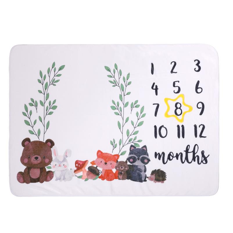 

75*100cm Baby Milestone Flannel Blanket Newborn Photography Blanket Baby Photography Background Cloth Growth Commemorative 75X100cm