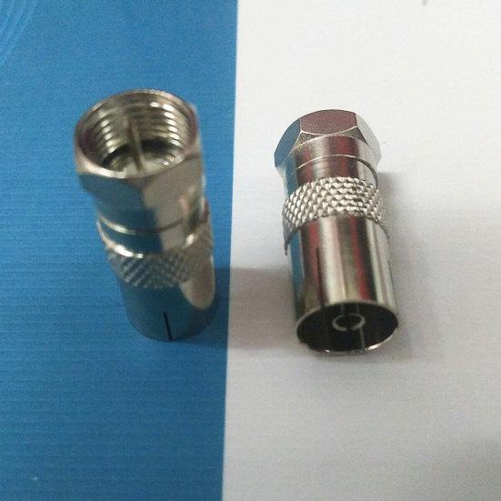Coax Aerial RF To F Type Female Socket Screw Male Plug Adaptor TV