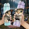 1PC Cat Breaking Through Wall Cartoon Print 750ml Color Plastic Sports Water Bottle Leakproof Flip Straw Lid Suitable for Sports Office Home Use
