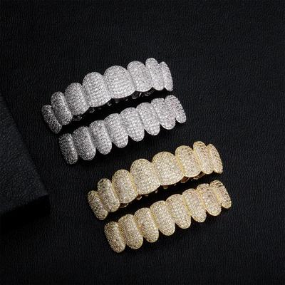Big Shinning Bling Bling Iced Out Teeth Grillz Hip Hop Top & Bottom Grills Dental Mouth Punk Teeth Caps Cosplay Party