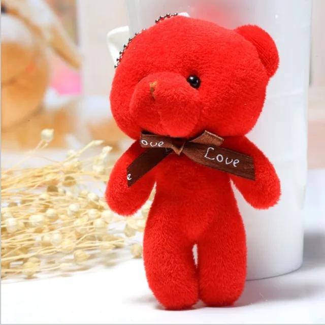 1pc Plush Bear Keychain Soft Stuffed Toys Cute Mini Teddy Bear Plush Doll For Girl Bag Pendant Key Ring Wedding Party Decoration