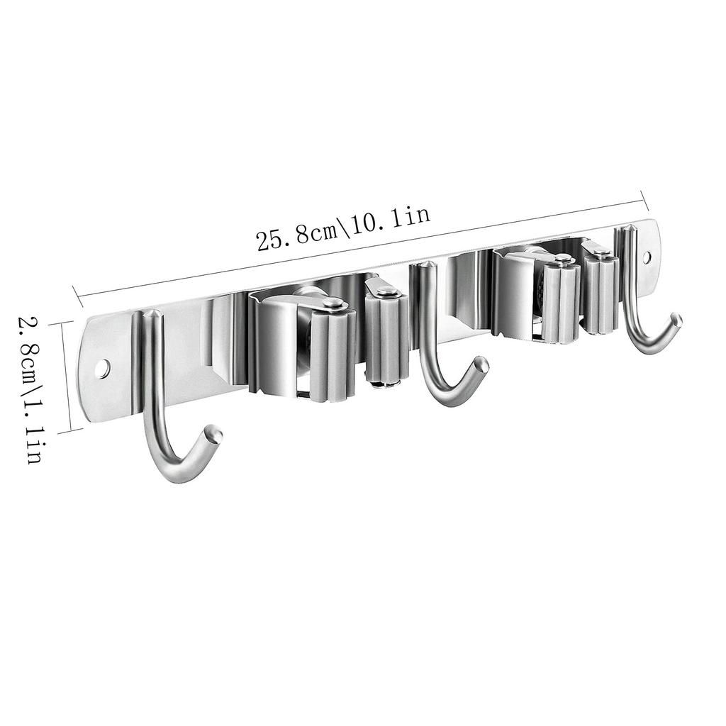 Wall Mounted Mop Rack  2 Racks And 3 Hooks  Stainless Steel Mop Rack Receive 2ML