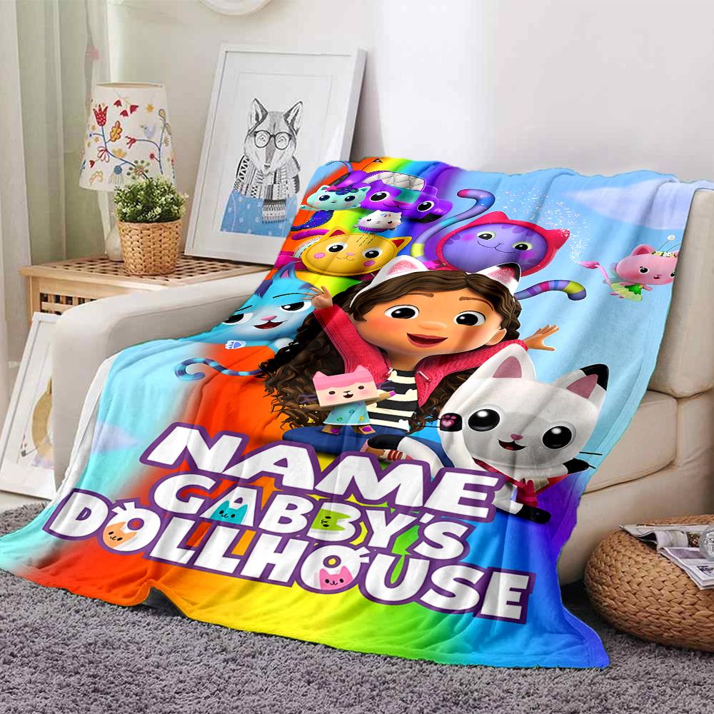 Coperta Personalizzata con Nome Personalità Gabby's Dollhouse Morbida e Calda per Divano, Ufficio, Letto, Viaggio, Pausa Pranzo, Regalo Adatto a Tutte le Stagioni
