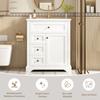 76X46x87cm freestanding bathroom washstand, moisture-resistant coating, adjustable storage space in cabinet and integrated ceramic washbasin, white.