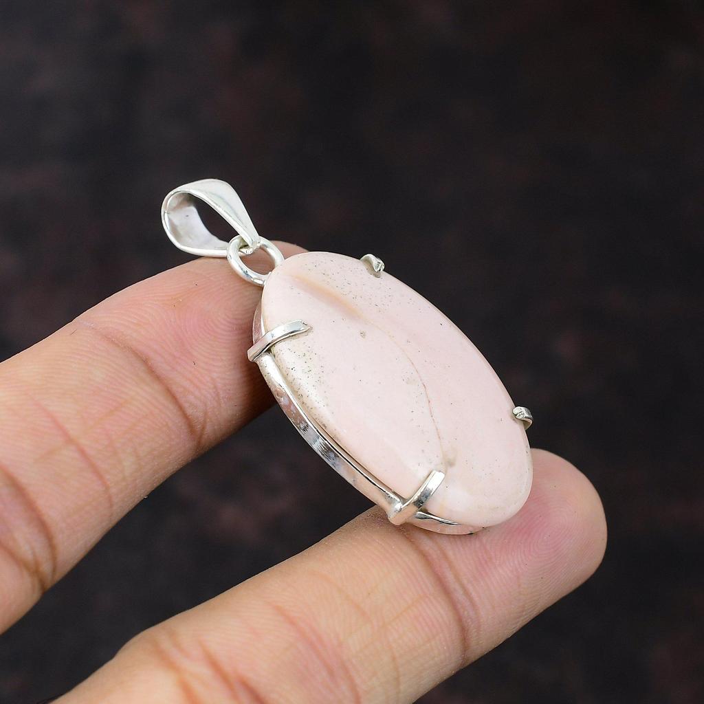 Rosa Opal Anhänger 925 Sterling Silber Anhänger Statement Schmuck Echter Edelstein Anhänger Handgemacht Boho Schmuck Geschenk für Frau Antiker Anhänger