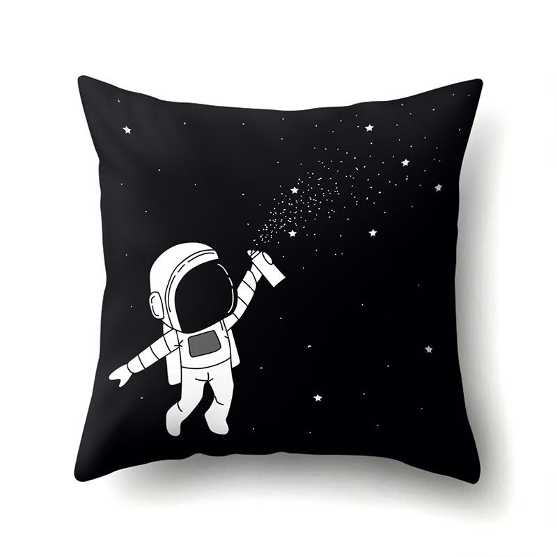 

Astronaut Polyester Pillow Case Style Floral Print Peach Leather Velvet Pillow Case Creative Moon Car Waist Cushion Cover No pillow core