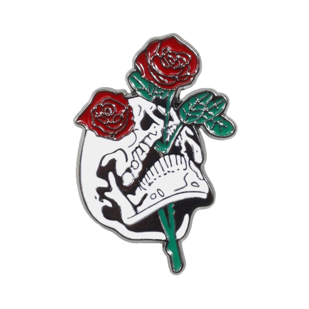 Skull Series Punk Creative Brooches Rib Skeleton Rose Flower Badge Bag Denim Enamel Lapel Pins Gifts for Friends Fashion Jewelry