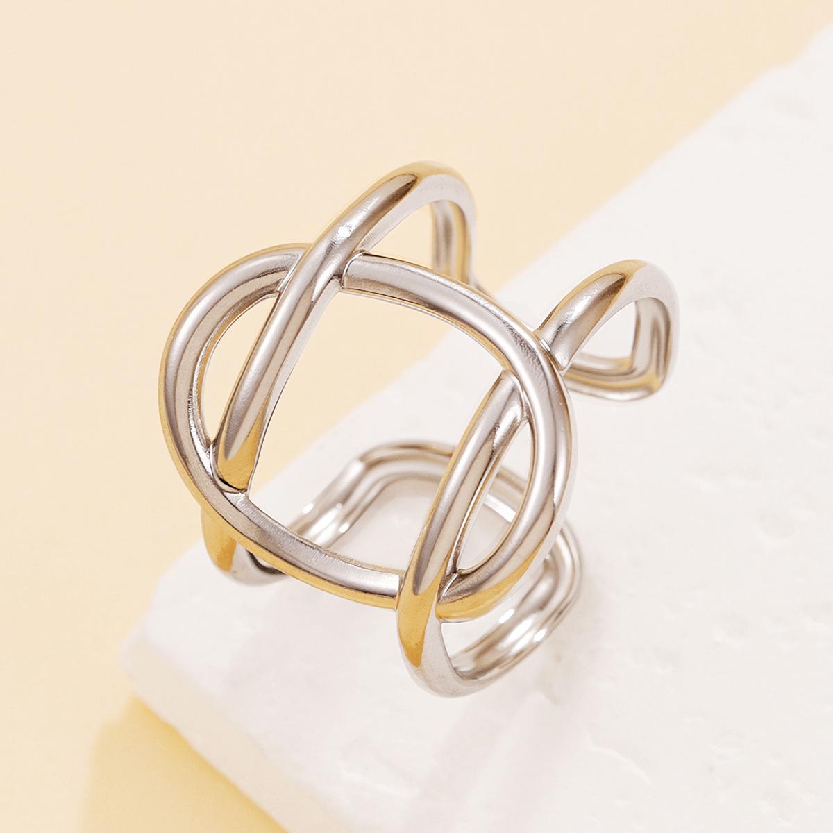 Women s Retro Punk Geometric Hammered Stainless Steel Cross Ring