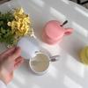Ceramic Cup Milk Coffee Mug Couple Cute Water Cup with Lid and Spoon Nordic Style