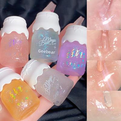 Bowknot Lip Gloss, Moisturizing Plumping Lip Gloss with Glitter, Milk Jar Lip Honey