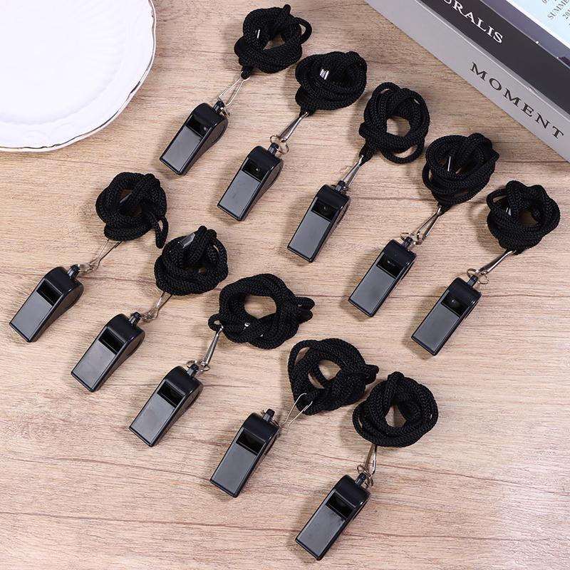 2/5/10Pcs High Quality Black Whistle For Sports Football Basketball Referee Training Outdoor Survival Whistle With Lanyard
