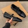 Luipaard Vierkante Neus Dames Loafers Platte Schoenen Mode Ondiepe Gesp Schoenen 2026 Lente Dames Elegante Zachte Zool Mary Jane Schoenen