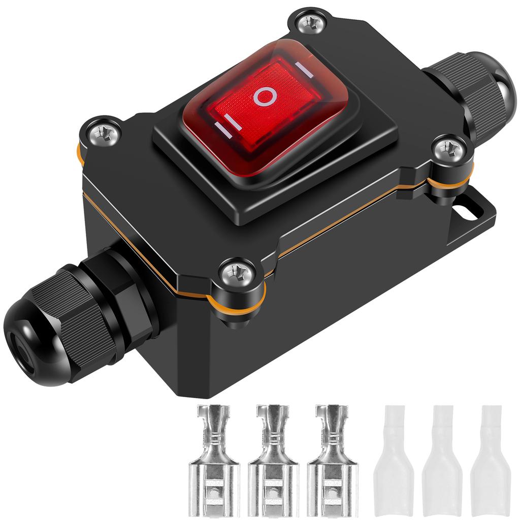 Scatola Interruttore Cavo di Alimentazione in Linea 110V-220V 16A-20A Interruttore a Bilanciere Marino On Off IP67 Scatola di Giunzione per Modifiche Connettore ad Alta Corrente Esterno