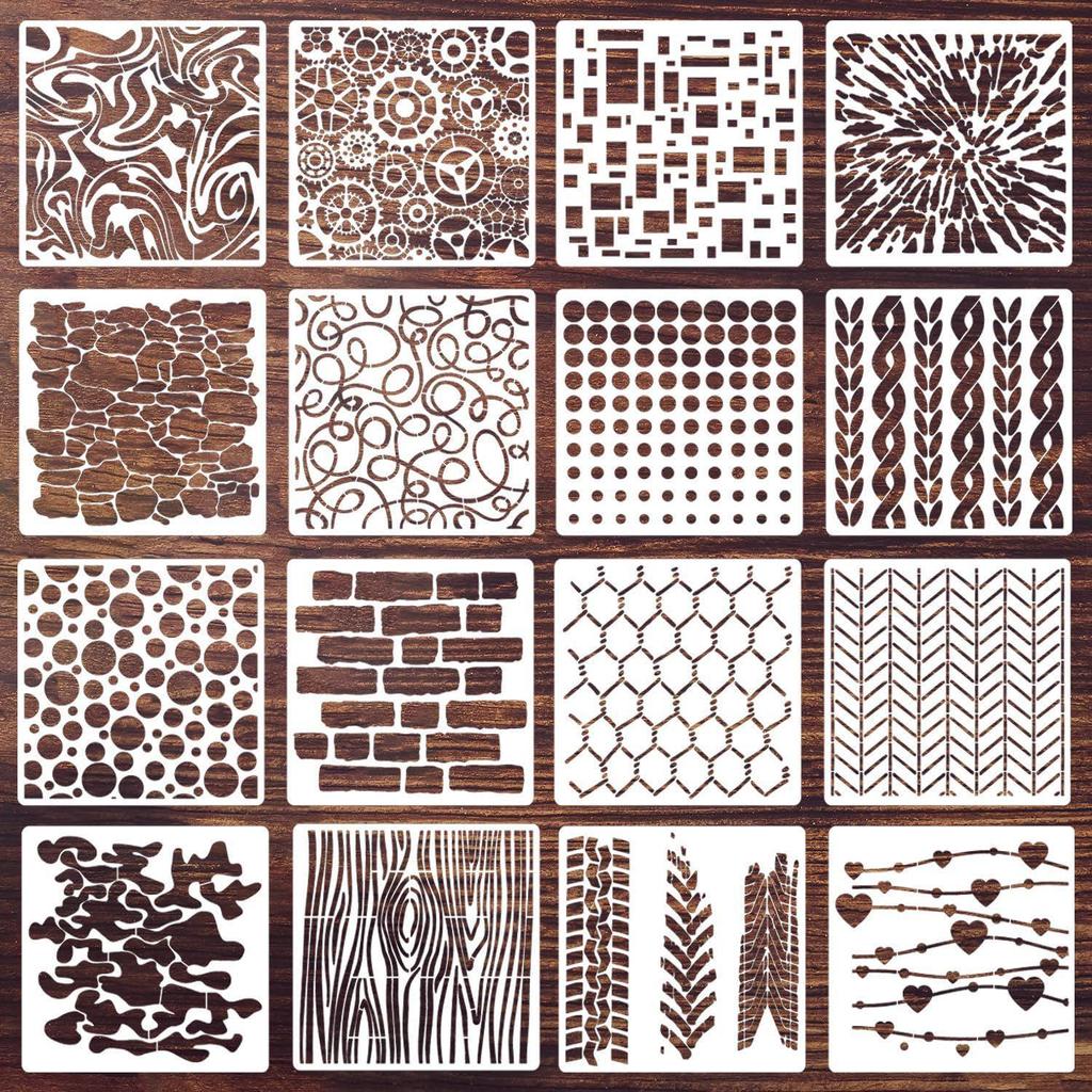 Geometric Square Texture DIY Stencil for Painting and Journaling