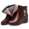 Winter Warm Women Boots Wedges Thick Plush Ankle Boots Woman Zipper Comfort Outdoor Snow Boots Fashion Mother Shoes Size 35-42