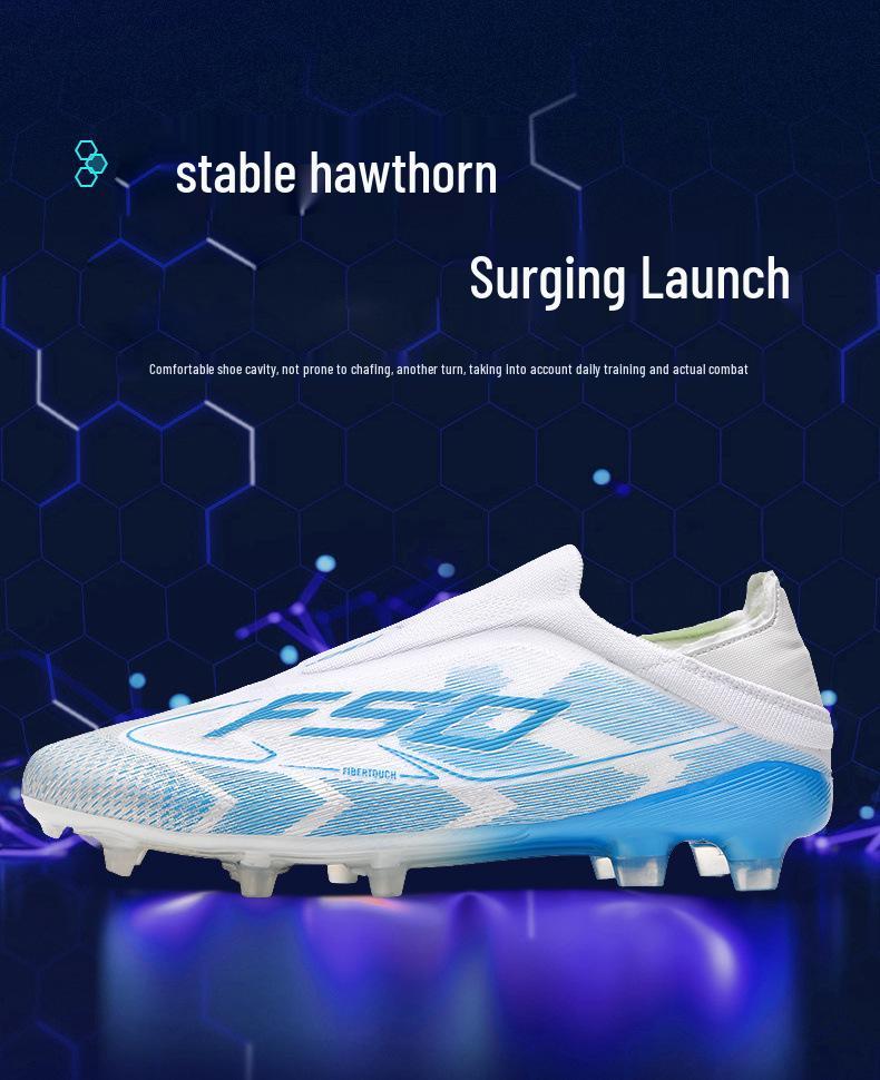 New Authentic Men’s & Women’s Laceless Soccer Shoes - AG Long Spikes for Youth Grass Training