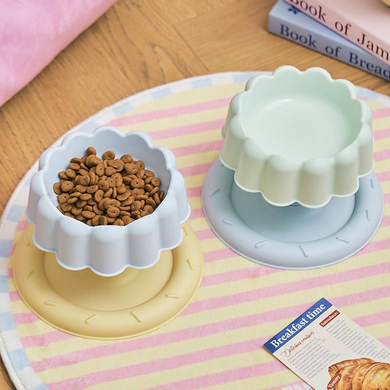 Kreative Süße Kuchen Edelstahl Hunde Katze Napf Rutschfest Erhöht Anti-Überlauf Nackenschutz Haustier Futterspender Trinkspender Haustierbedarf