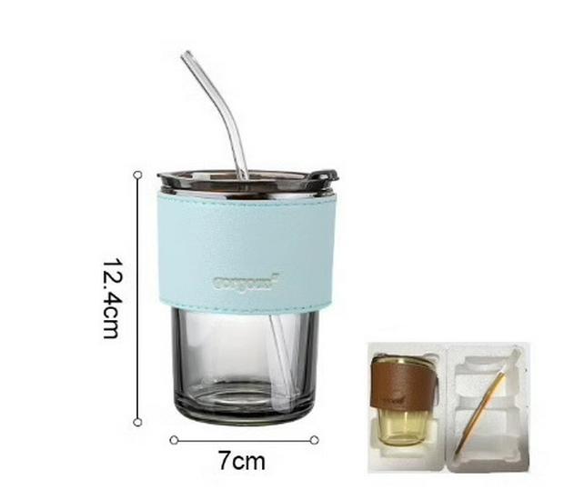 

Elegant Bamboo Straw Glass Cup for Women - Perfect for Coffee, Water, Juice, and More! 400ml
