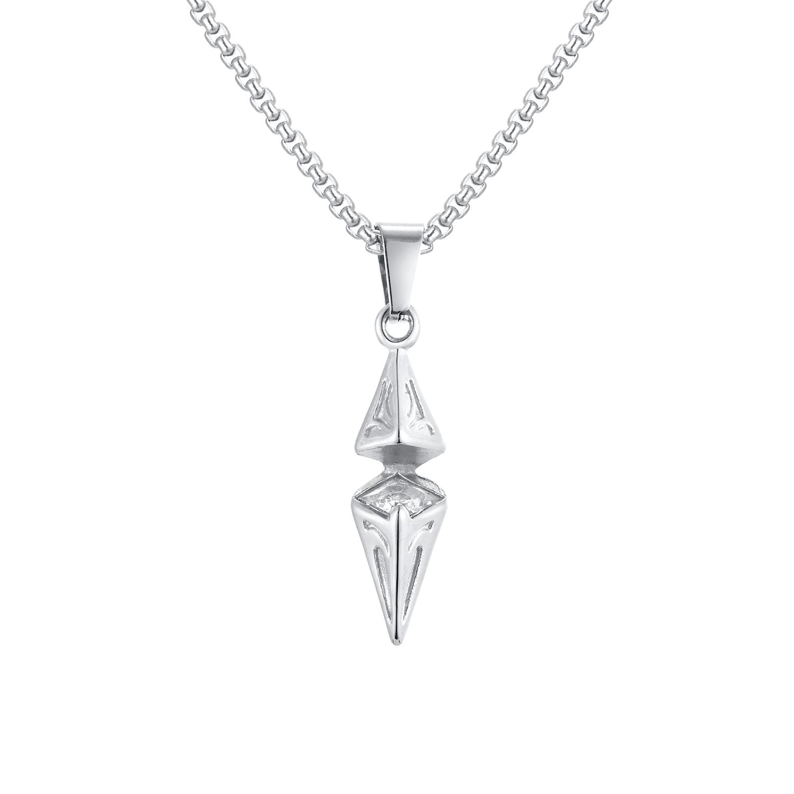 

Стильные ожерелья с синими камнями для мужчин и женщин, ошейник с геометрической подвеской из нержавеющей стали, подарок на день рождения для него 60cm