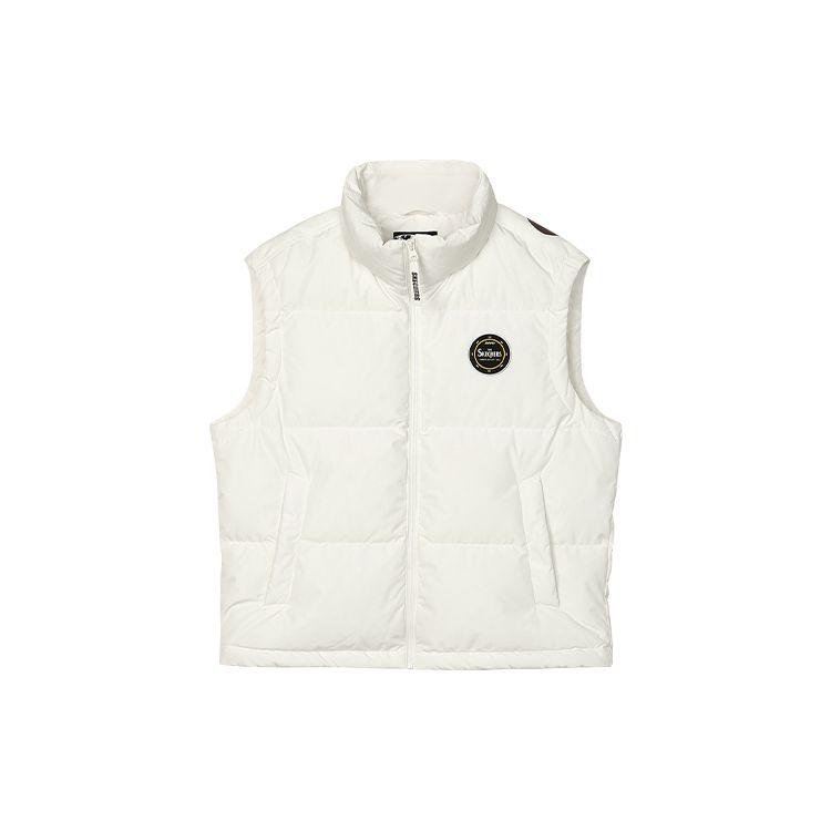 Skechers Printed Letter Zip-Up Stand Collar Sleeveless Down Vest Women vests White L421W006-0074 S