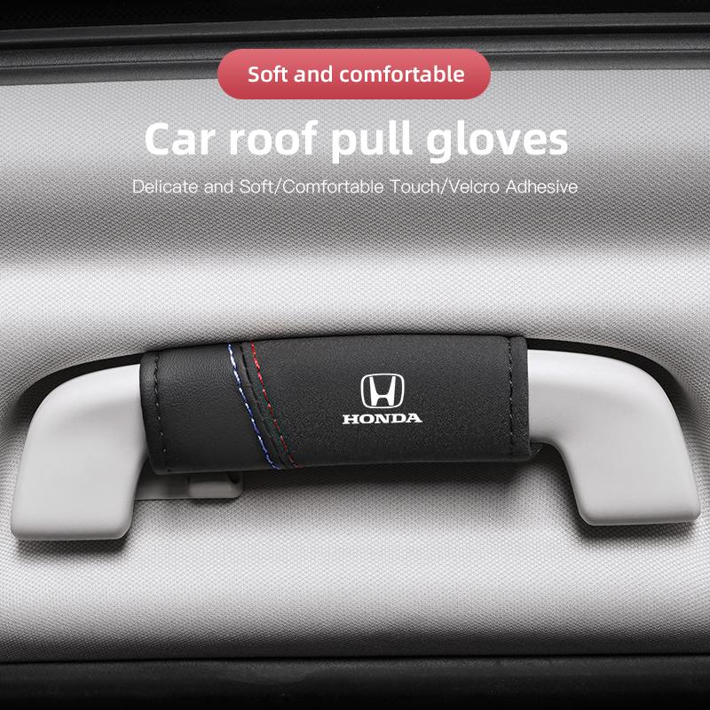 SLZPW1 2Pcs Suede Handgrip Protect Casing Car Interior Accessories For Honda Accord Jazz HRV Stepwgn Prelude Insight Odyssey Vezel CRZ
